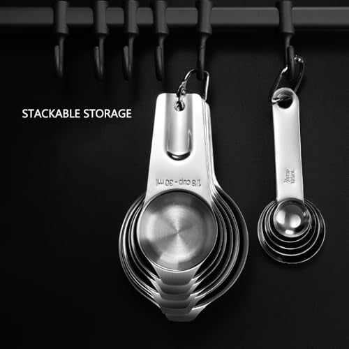 Measuring Cups and Spoons Set Heavy Duty 304 Metal Stainless Steel Measuring Cup Spoon Kitchen Gadgets for Cooking Baking
