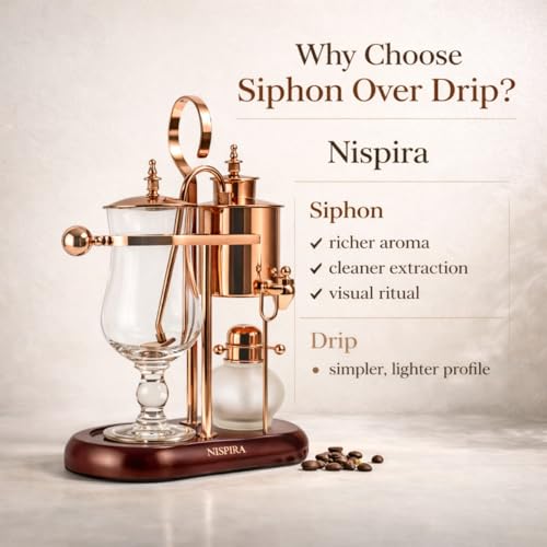 Belgium Royal Family Balance Syphon Unique Gravity Vintage Coffee Maker Vacuum Brewing System Copper 500 ml
