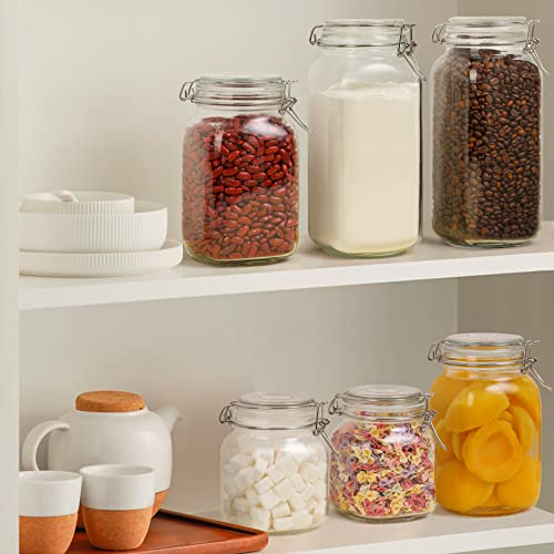 Glass Storage Jars 34 oz 3 Pack for Flour Sugar (3 Count)