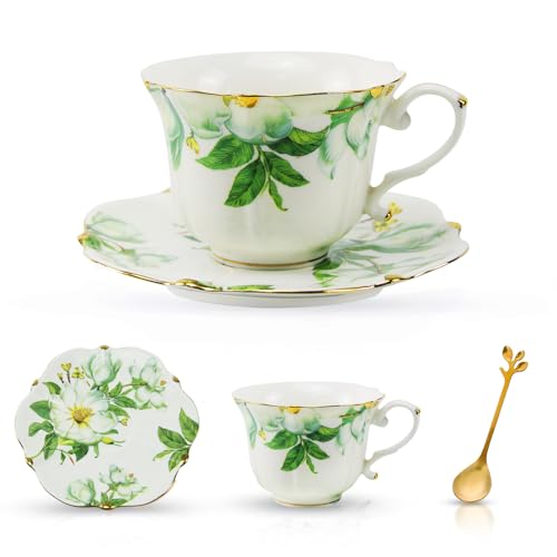 Country Roses Bone China Tea Cup and Saucer Set (3 Count)