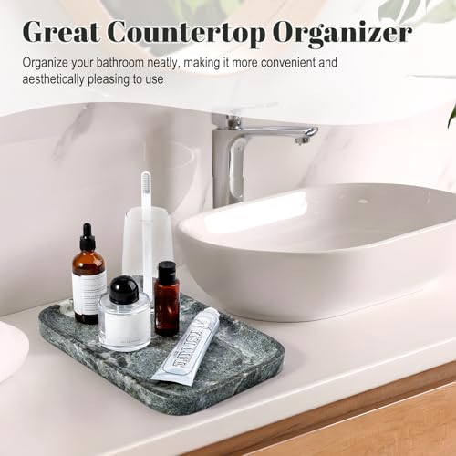 Marble Tray 12"x8" Natural Marble Vanity Tray for Countertop Bathroom Kitchen Dresser