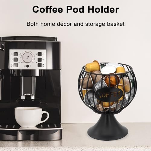 Coffee Pod Storage Organizer K Cup Holder for Counter Metal Storage Basket for Keuring pods Coffee Bar Decor Organizer for Capsule Creamer Black