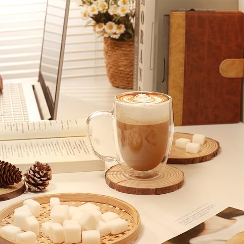 12oz Double Walled Glass Coffee Mugs (4 Count)