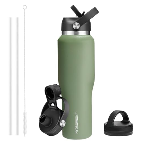 40 oz Insulated Water Bottle with Straw fit in Car Cup Holder