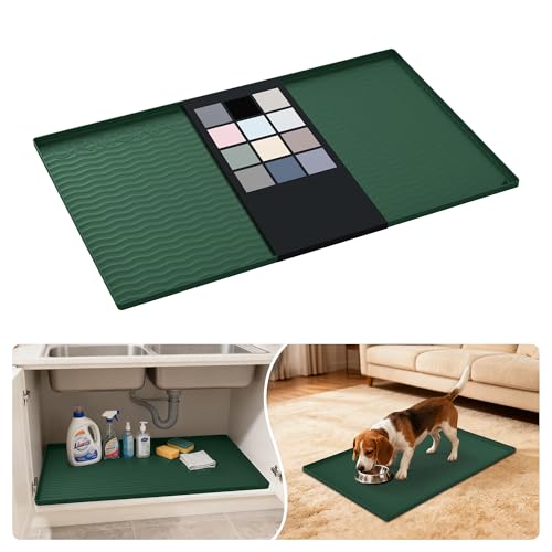 Waterproof Silicone Under Sink Mat 34'' x 22'' Shelf Liner for Kitchen and Bathroom (748 sq in)