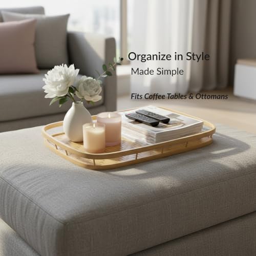 Set of 4 Natural Bamboo Trays for Eating (4 Count)