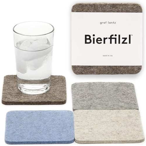 Bierfilzl Merino Wool Square Coasters Set of 4 (4 Count)