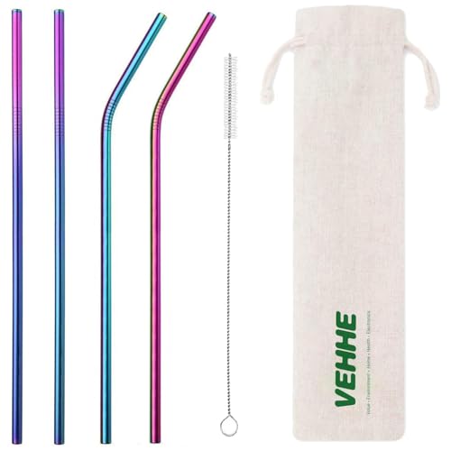 Rainbow Metal Straws (4 Count)