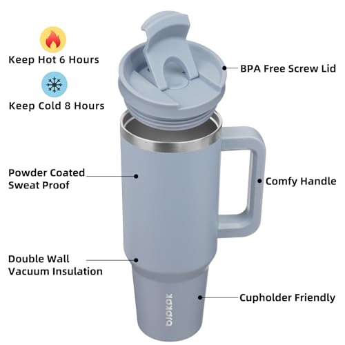 40 oz Insulated Tumbler with Handle & Straw