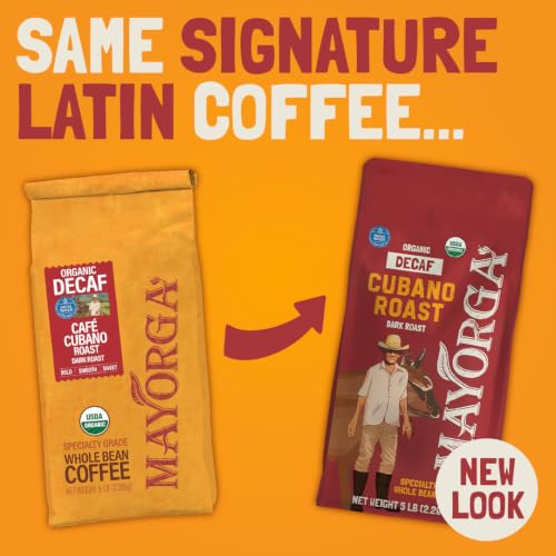Decaf Dark Roast 5lb Bag Cafe Swiss Water Decaffeinated Cubano Roast 100% Arabica Whole Coffee Beans (80 Ounce)