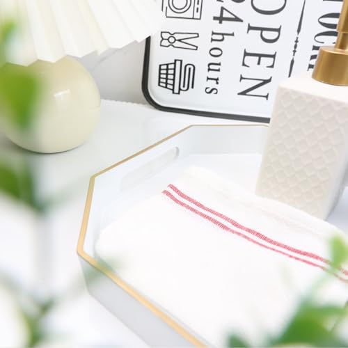White Decorative Tray with Handles