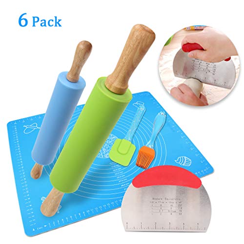 1Set Rolling Pin Pastry Mat Set Non (6 Count)