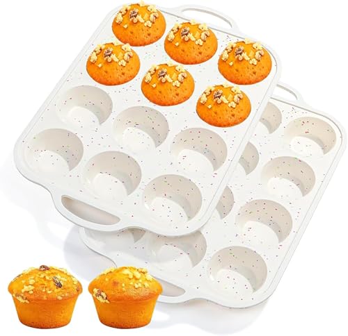 Silicone Muffin Pan with Metal Reinforced Frame (2 Count)