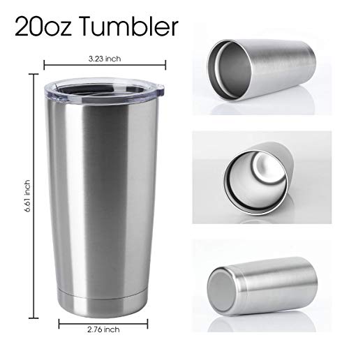 20oz Tumblers Bulk Stainless Steel Cups with Lid Double Wall Vacuum Insulated Coffee Mugs for Cold & Hot Drinks 8 Pack (8 Count)