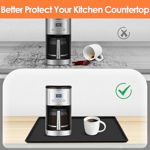 Silicone Coffee Maker Mat with Lip for Countertops