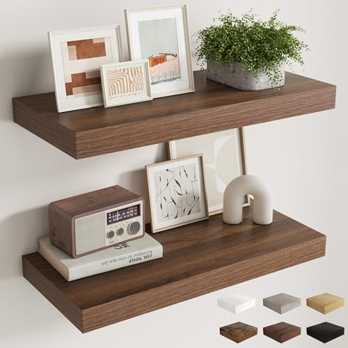 30 Inch Walnut Floating Shelves for Wall (2 Count)