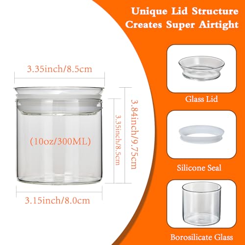 10oz Glass Jars with Airtight Lid (4 Count)