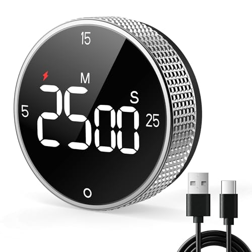 USB Rechargeable Magnetic Kitchen Timer for Cooking