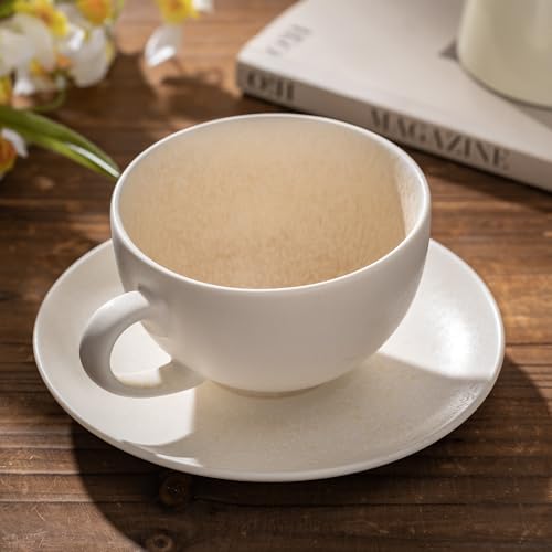 Ceramic Latte Art Mug With Saucer