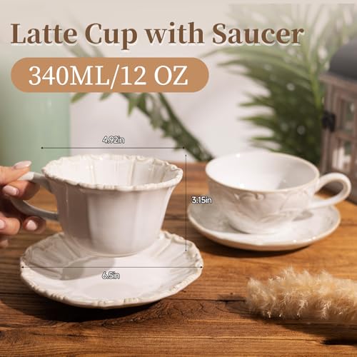 Ceramic Latte Cup with Saucer