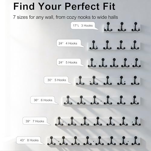 30 Inch Wood Coat Rack Wall Mount with 5 Triple Hooks (2 Count)