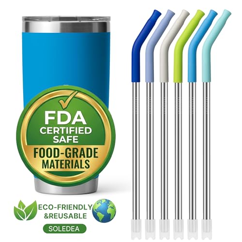 30 oz Straight Metal Straws with Silicone Tip for 30 oz Tumbler