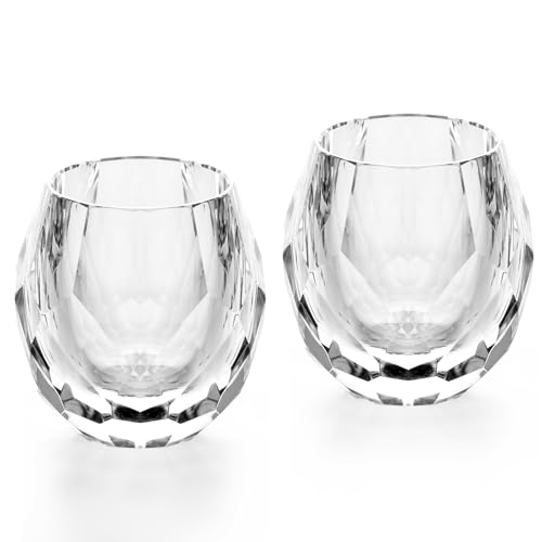 Crystal Whiskey Glasses Set of 2 Handcrafted Old Fashioned Glasses (2 Count)