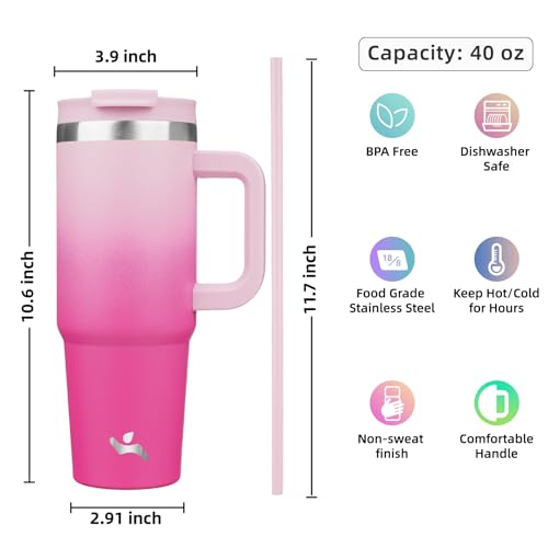 40 oz Insulated Tumbler Water Bottle with Handle