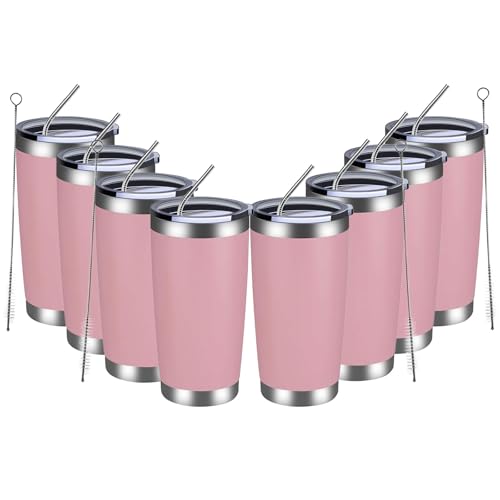 20oz Tumbler 8 Pack Double Wall Vacuum Insulated Travel Mug Bulk (8 Count)