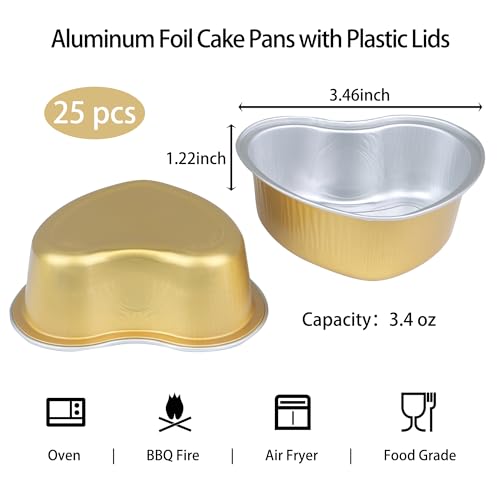 Heart Shaped Cake Pans 3.5inch (25 Count)