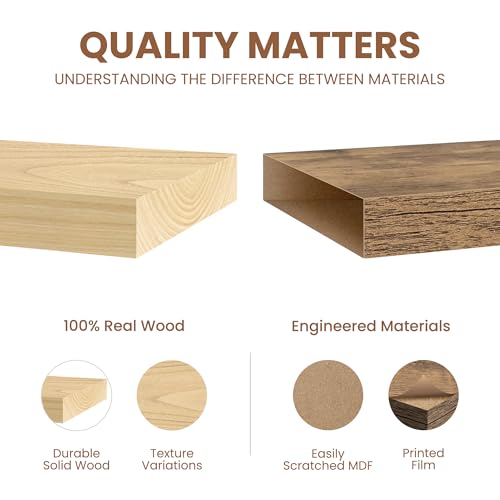 Rustic Real Wood Floating Shelves