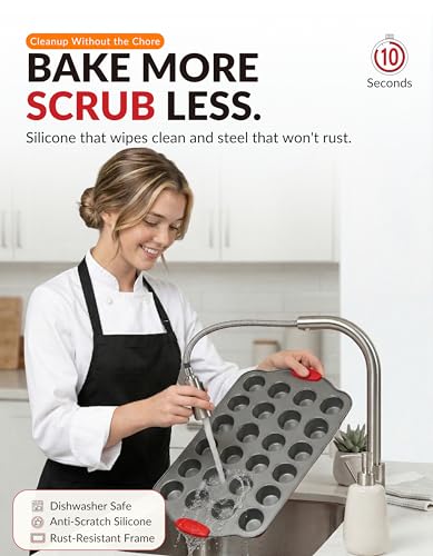 24 Cup Mini Muffin Pan with Silicone Handles (9.6 Ounce)