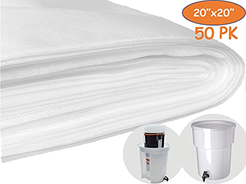 50 Pack) Commercial Cold Brew Coffee Filters, 20" x 20" For 5-Gallon Commercial Model Cold Brew Coffee Makers and Systems (50 Count)