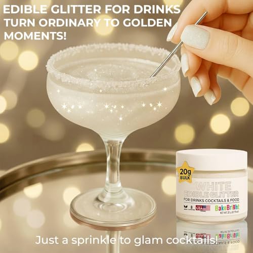 Bulk 20g White Edible Glitter for Drinks