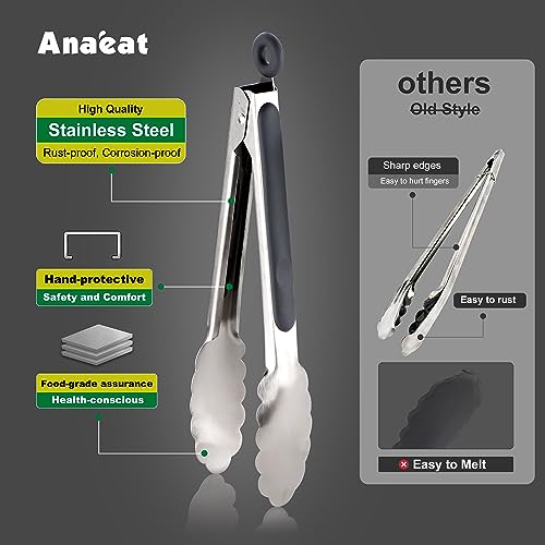3 Pack 7" Mini Stainless Steel Locking Tongs (3 Count)