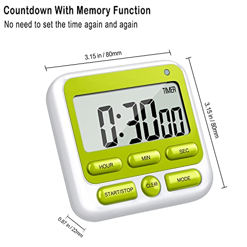 4-in-1 Digital Timer with Count Up/Down, Clock & Alarm, Ring & Silent Modes