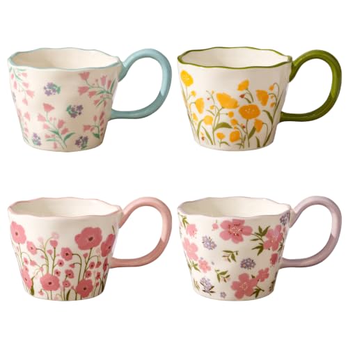 Cute Floral Coffee Mug Set of 4