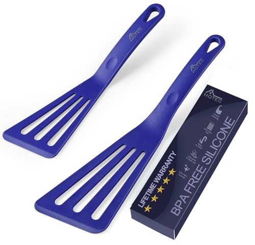 600℉ Heat Resistant Silicone Slotted Fish Turner Spatula Set (2 Count)