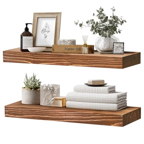 Solid Wood Floating Shelves (2 Count)