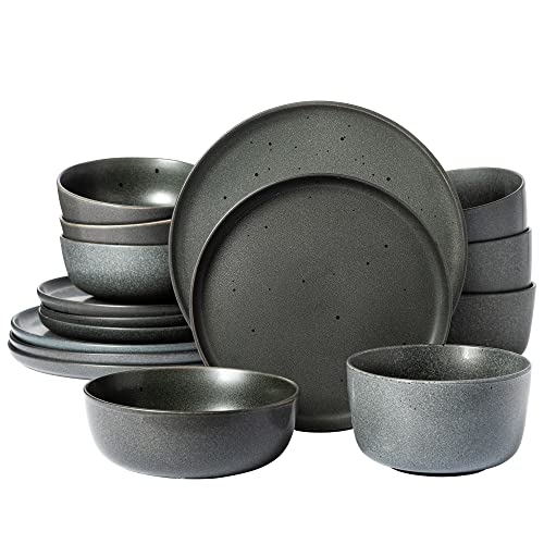 James Street Stoneware Matte Reactive Double Bowl Dinnerware Set