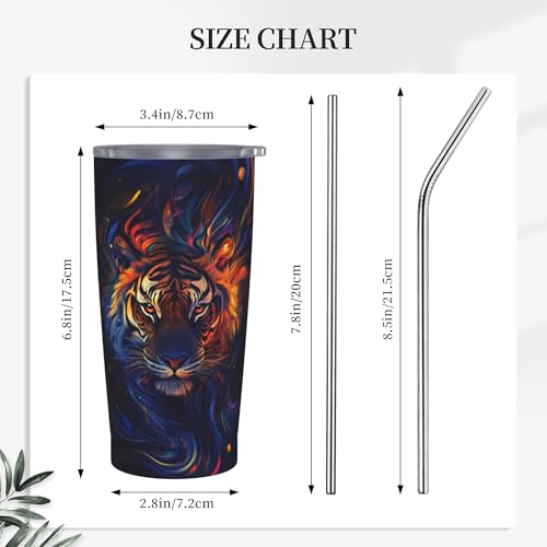 Tiger Tumbler with Lid and Straw 20oz Coffee Tumblers Leakproof Stainless Steel Travel Mug Vacuum Insulated Cup for Iced and Hot (20 Count)