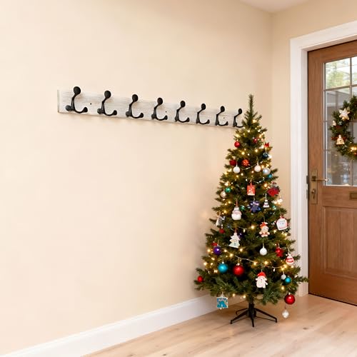 43 Inch Wood Coat Rack Wall Mount with 8 Triple Hooks