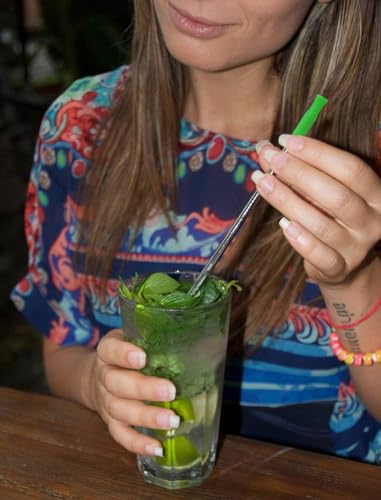 Stainless Steel Metal Straws with Silicone Tips Set of 10 Straight Reusable Drinking Straws for 20oz 30oz Tumblers