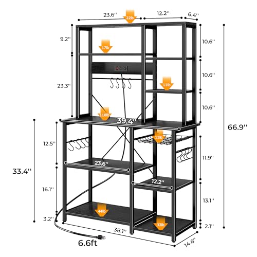 Large Bakers Rack with Power Outlets