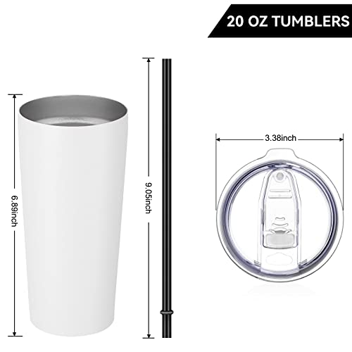20oz Tumbler Bulk with Lid and Straw 12 Pack (12 Count)