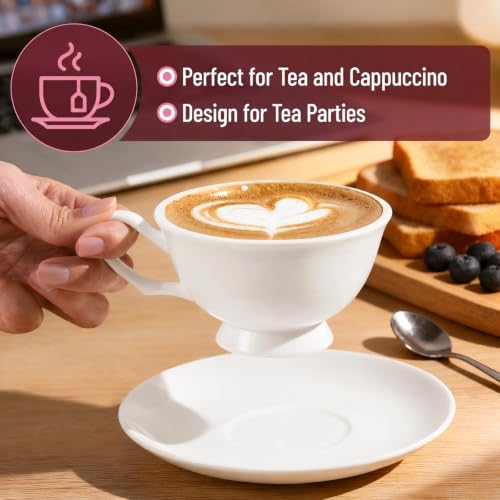 Fine Bone China Espresso Cups and Saucers Set of 4 (4 Count)