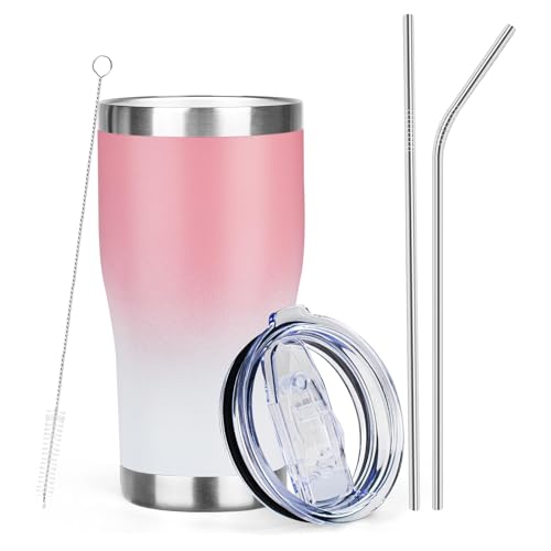 20oz Insulated Tumbler with Lid Straw Travel Coffee Mug