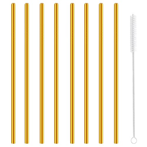 Stainless Steel Straws Metal Reusable Drinking Straw for Juice Iced Coffee Cold Beverage Water Highball Glasses 12 (8 Count)