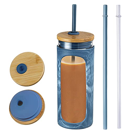20oz Glass Tumbler with Straw and Lid