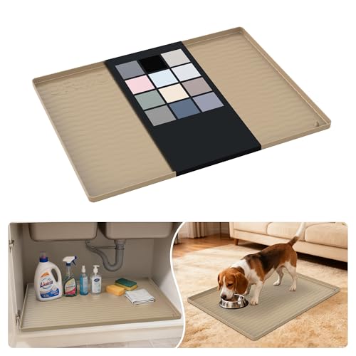 Waterproof Silicone Under Sink Mat 25'' x 19'' Shelf Liner for Kitchen and Bathroom